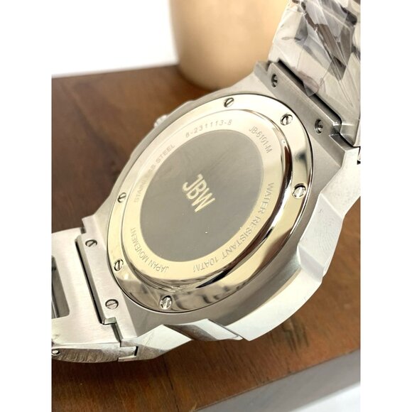 JBW Men's Watch JB-6101-M Saxon Swiss Quartz Diamond Blue Dial Silver Steel 48mm - Picture 6 of 14